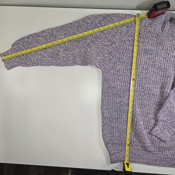 Lord & Taylor Men's Sweater XL Pink Blue Cotton Knit Long Sleeve Marled - Picture 6 of 10